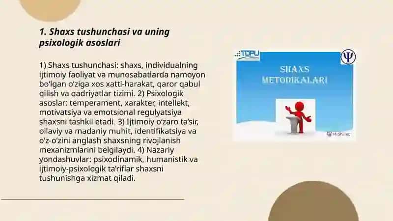 Psixalogiyada shaxs muammosi. Shaxs va faoliyat 3