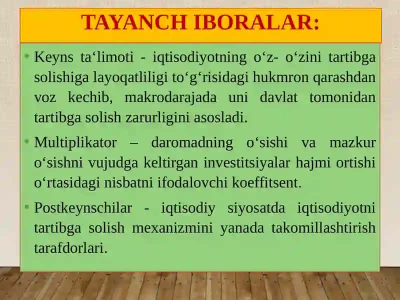 JON MEYNARD KEYNS TA‘LIMOTI VA NEOKEYNSCHILIK 3