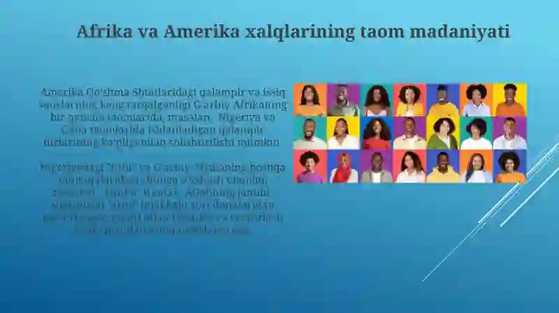 Afrika va Amerika xalqlarining taom madaniyati 3