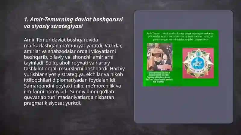 Amir-Temurning davlat boshqaruvi va siyosiy strategiyasi 3