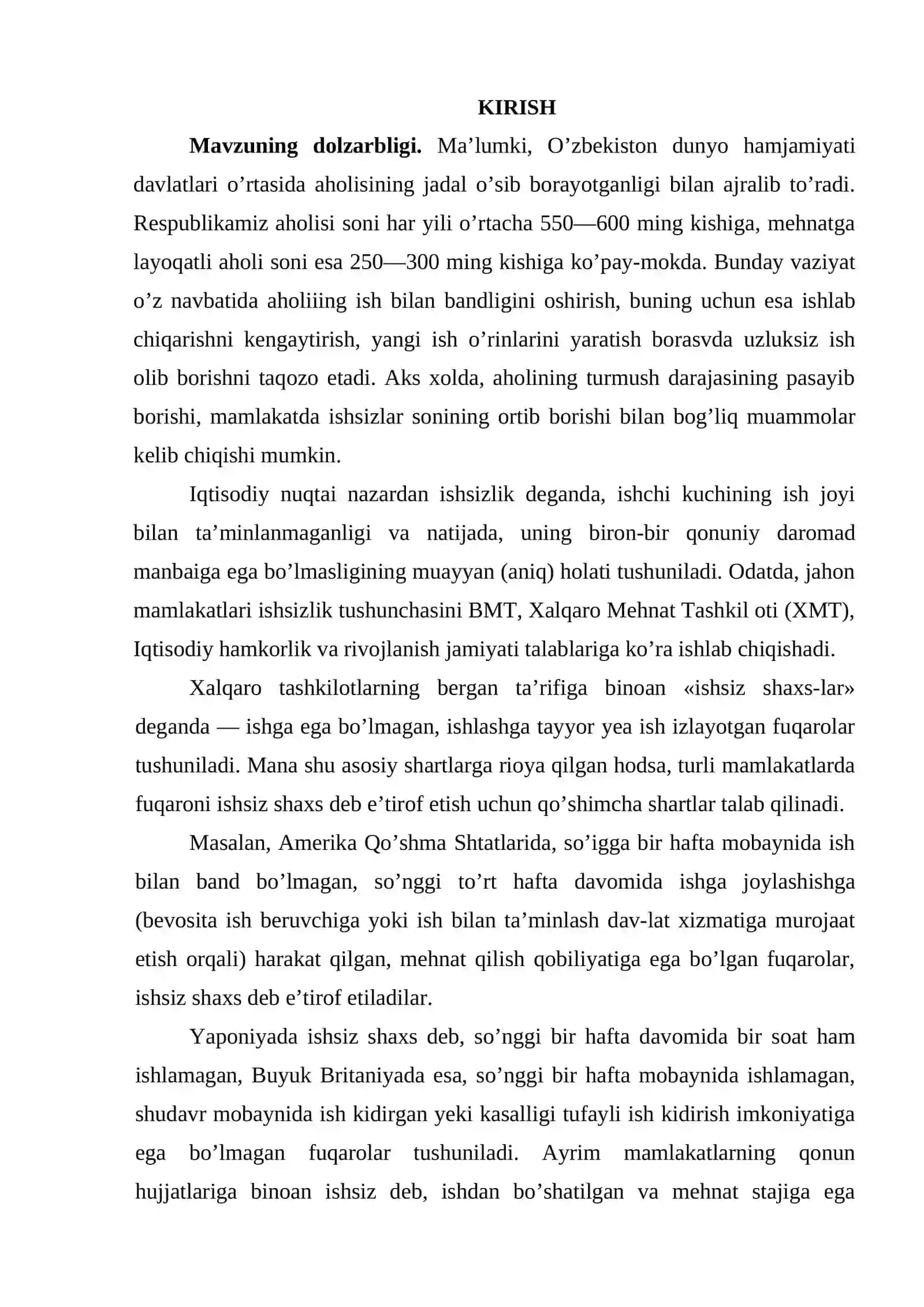 Ishsizlik kelib chiqish sabablari va nomoyon bo'lish shakillar 3