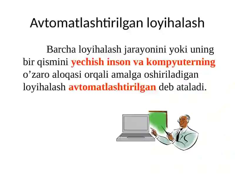 Zamonaviy Avtomatlashtirilgan loyihalashning tizimlar 3