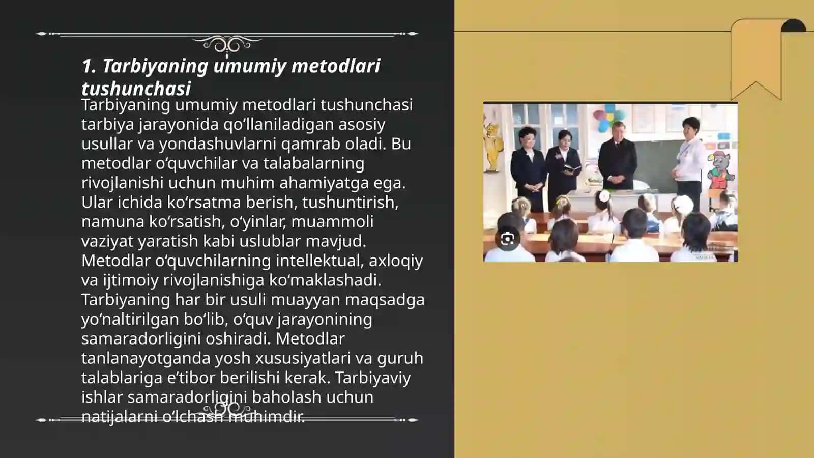 Tarbiyaning umumiy metodlari.Jamoat tarbiya obyekti va subyekti.Talim qonuniyatlari tamoyillari 3