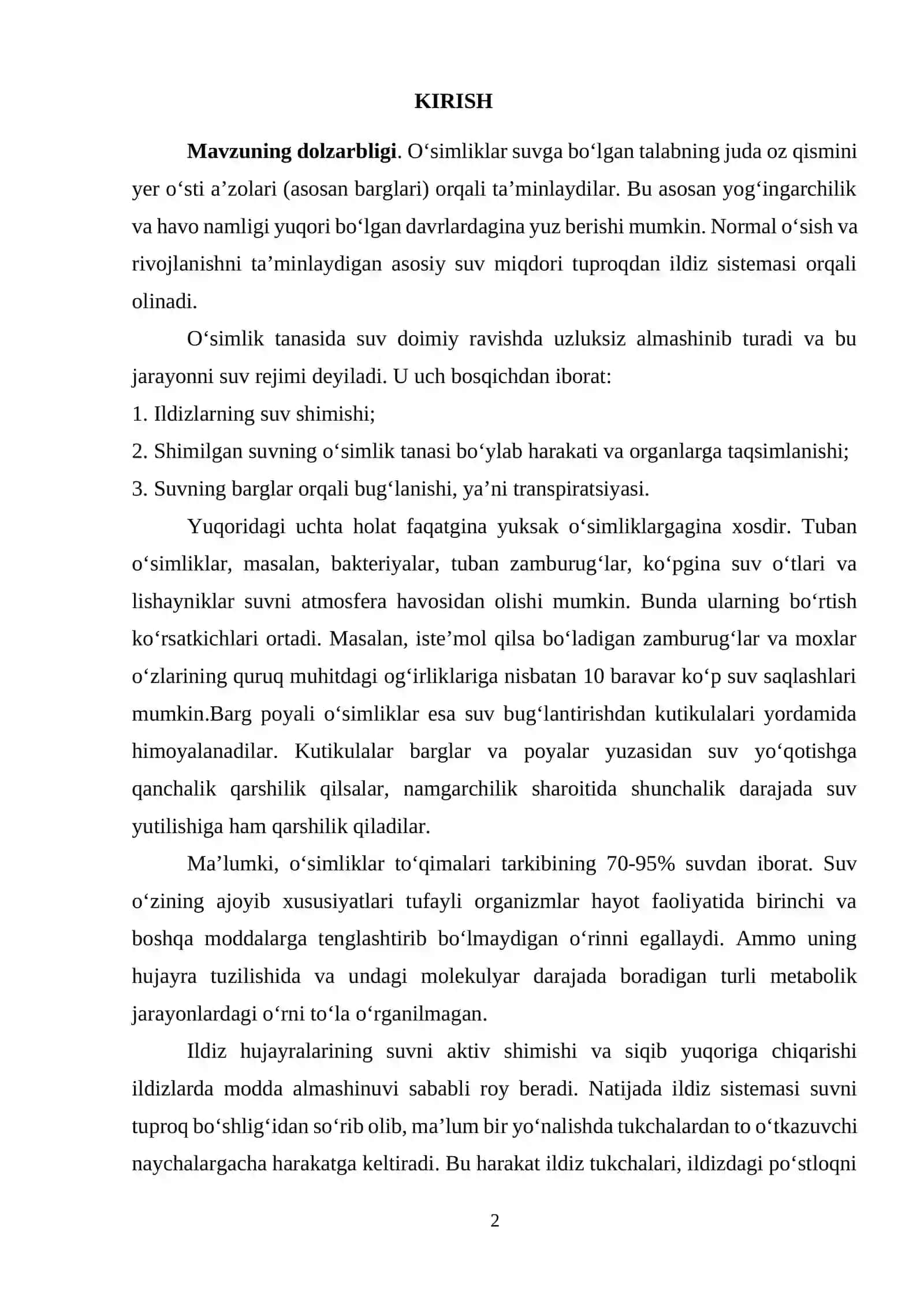 O‘simliklar fiziologiyasi fanidan KURS isHi 3
