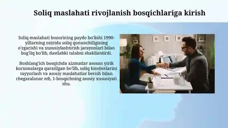 Soliq maslaxatining rivojlanish bosqichlari 3