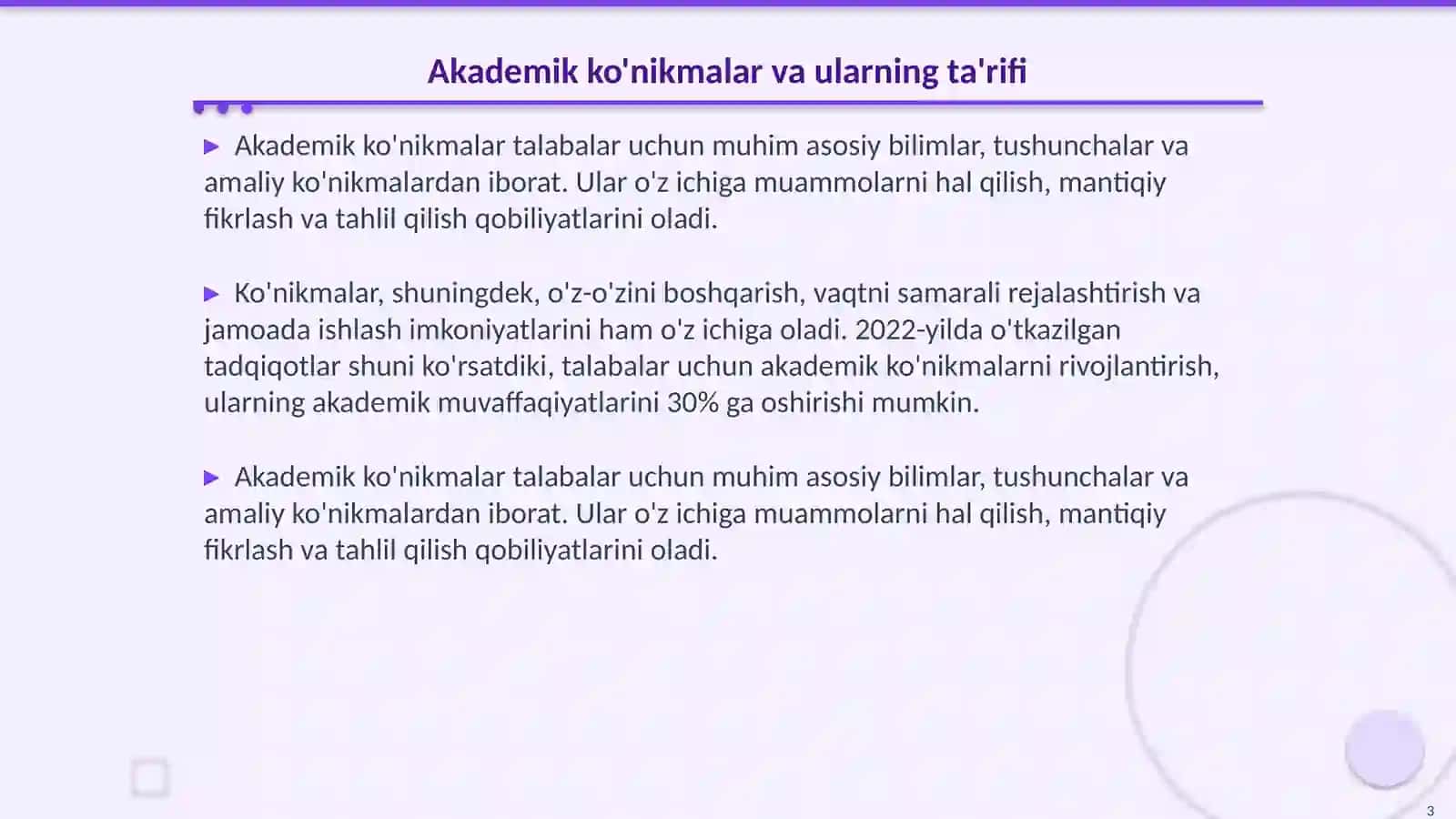 Akademik koʻnikmalarning talabalar faoliyatidagi ahamiyati va dolzarbligi 3