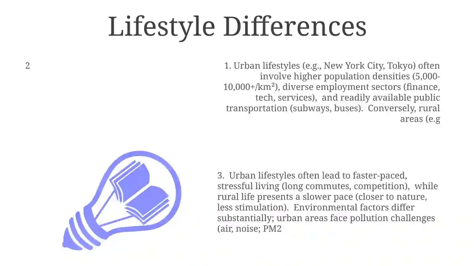 Compare urban and rural living 3