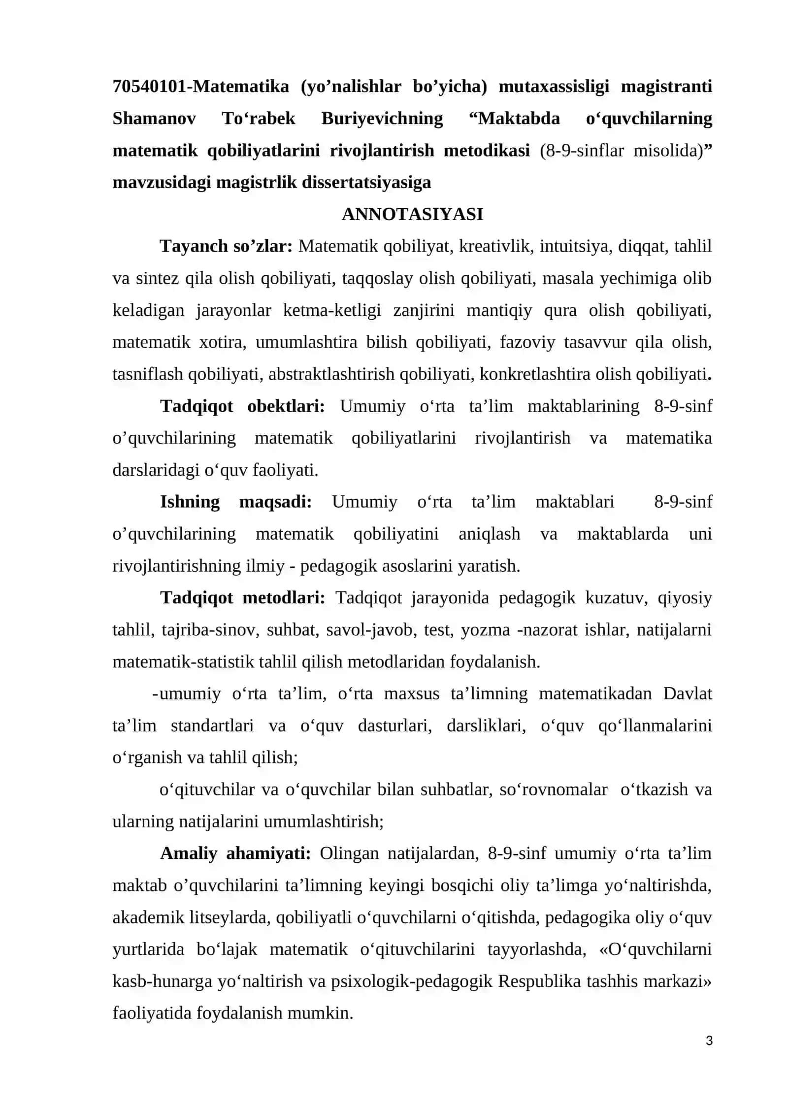 “MAKTABDA O‘QUVCHILARNING MATEMATIK QOBILIYATLARINI RIVOJLANTIRISH METODIKASI (8-9-sinflar misolida)” 3