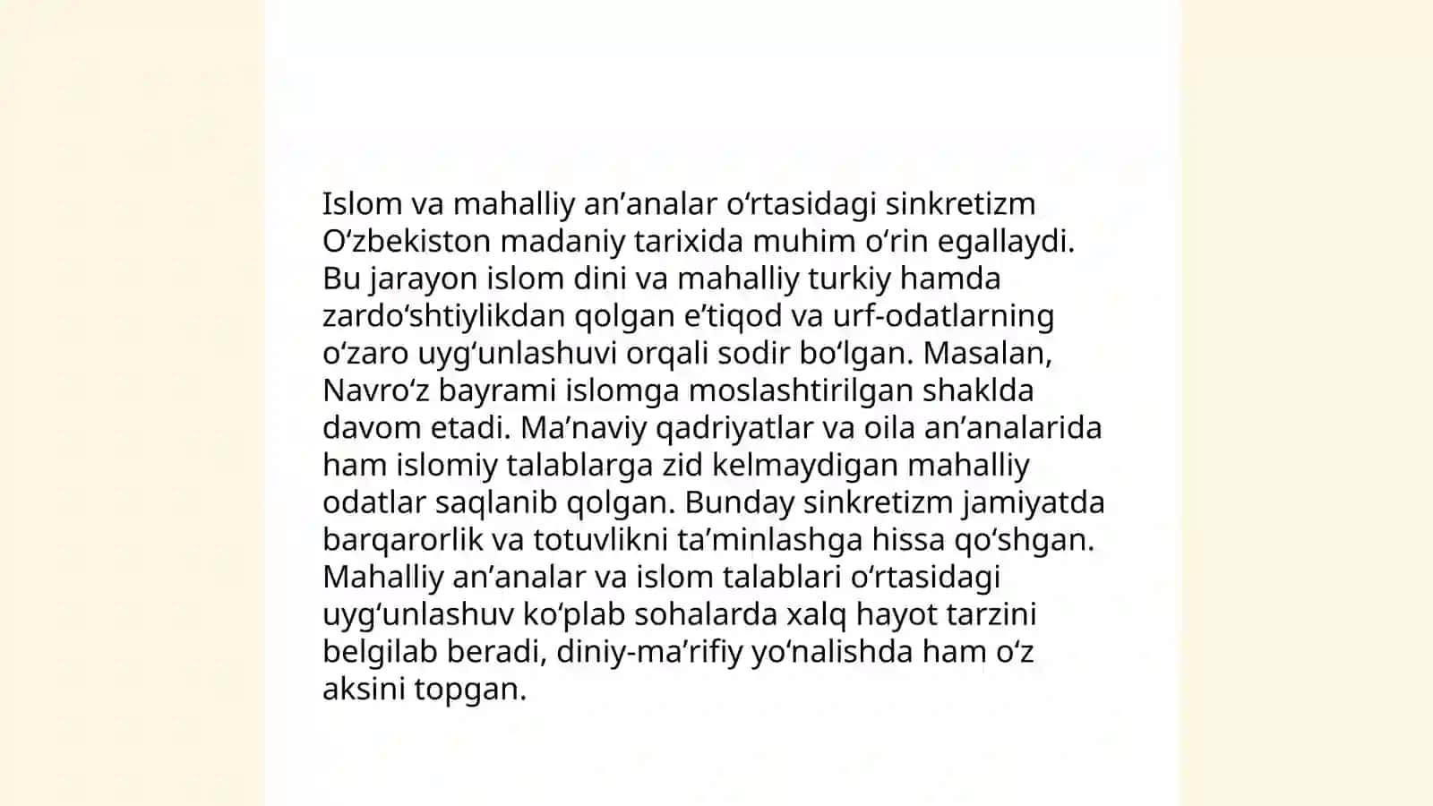 Islom va diniy aqidalar sinkretlashuvi natijasida shakllangan diniy taʼlimotlar tarixi 3