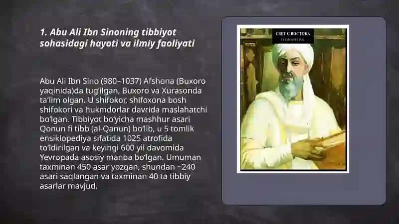 Abu Ali Ibn Sinoning tibbiyot ilmidagi o'rni 3
