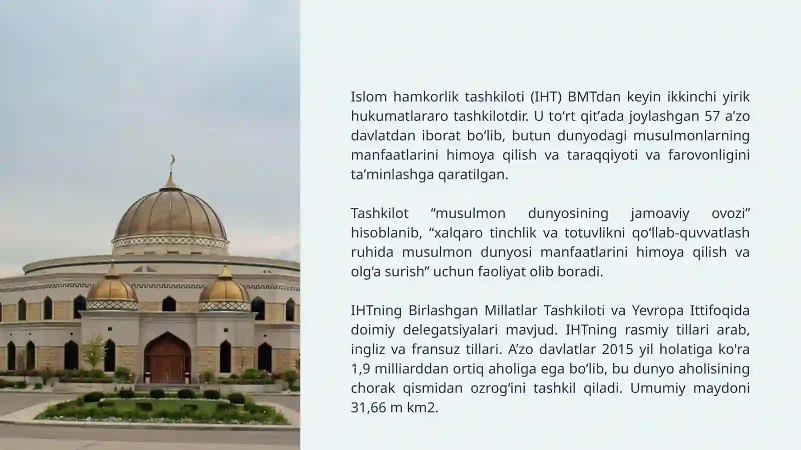 Islom hamkorlik tashkiloti–musulmonmamlakatlariningxalqarouniversaltashkiloti 3