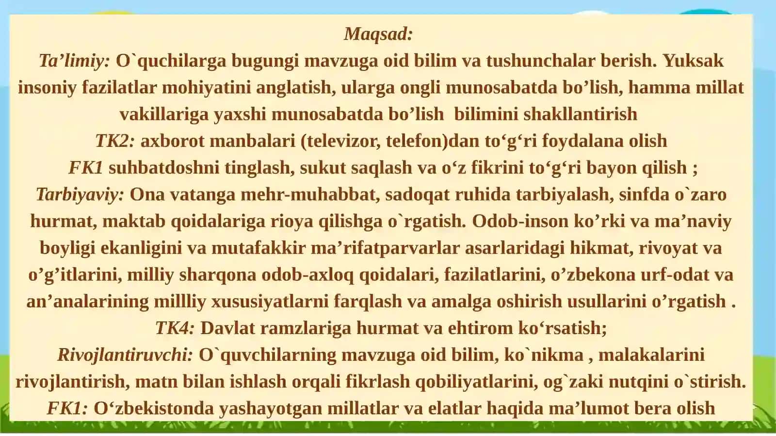 3-sinf odobnoma fanidan taqdimoti 3