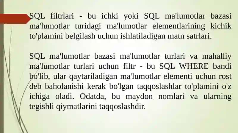 SQL ma'lumotlar bazasi 3