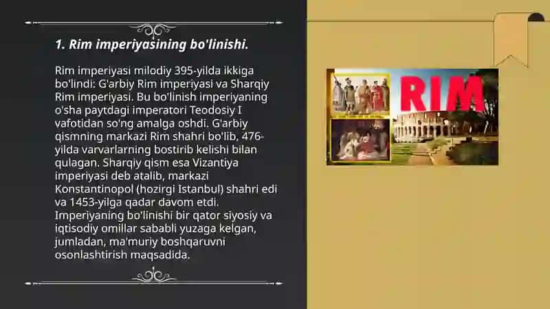 Eramizning milodiy III-IV asrlarida soʻngi Rim imperiyasi 3