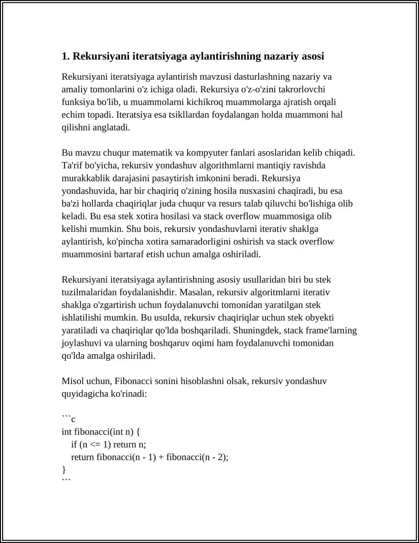 REKURSIYANI ITERAYSIYAGA AYLANTIRISH USULLARI 3