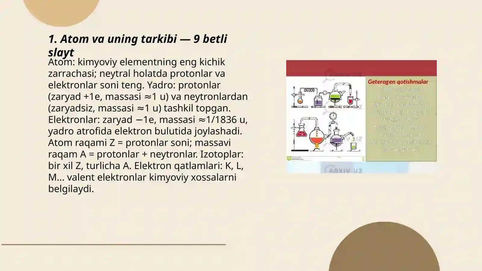 Atom va uning tarkibi - 9 betli slayt 3