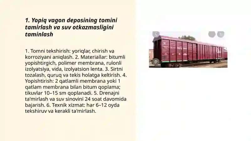 Yopiq vagon deposini tamirlash 3