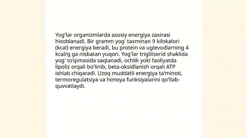Yog'larning tabiatda tutgan o'rni va ahamiyati 3