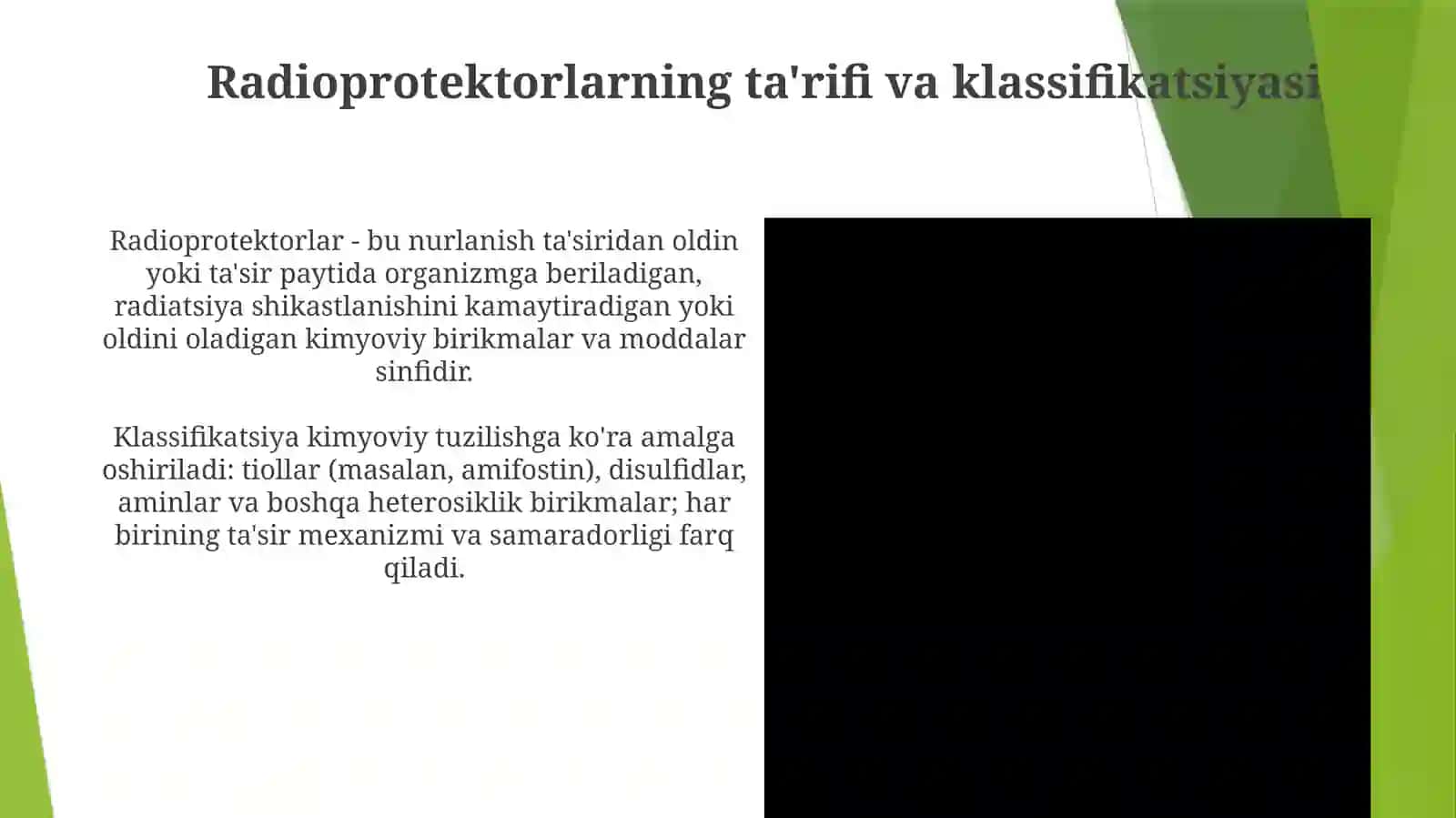 Radioprotektorlar va ularning tavsiflanishi. Radioprotektorlarning qo‘llanilishi 3