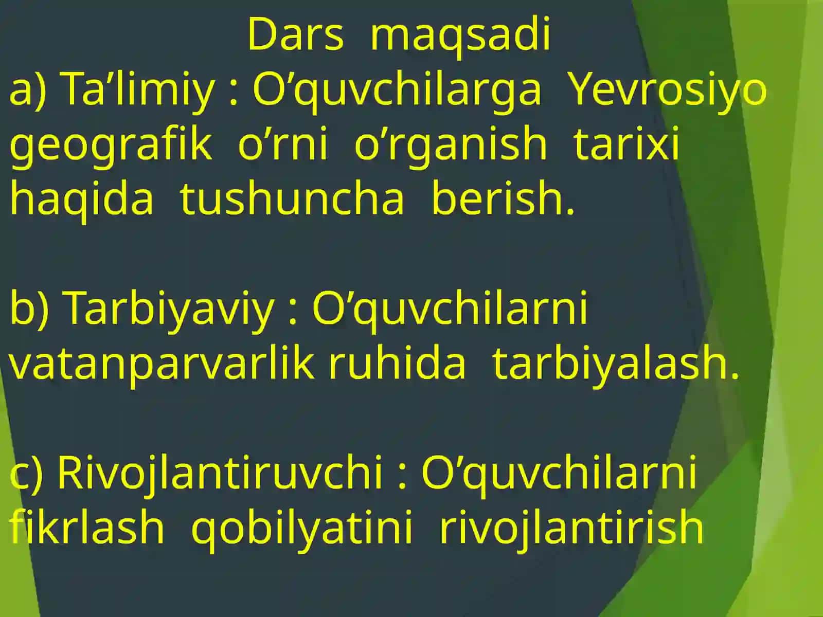 6-sinf Geografiya - Yevrosiyoning geografik o'rni, o'rganilish tarixi dars ishlanma 3