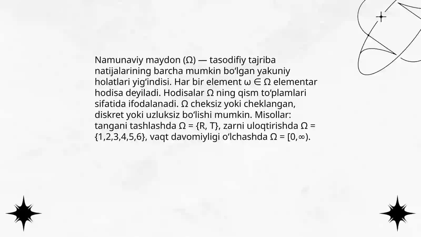 Tasodifiy hodisalar va ular ustida amallar 3