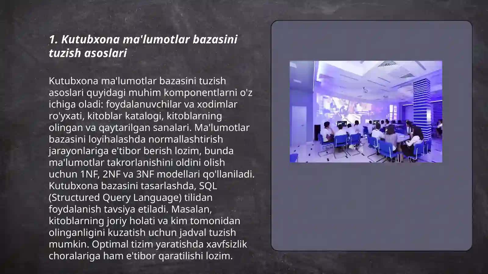 Kutubxona malumotlari bazasiga samarali kirishni tashkil etish 3
