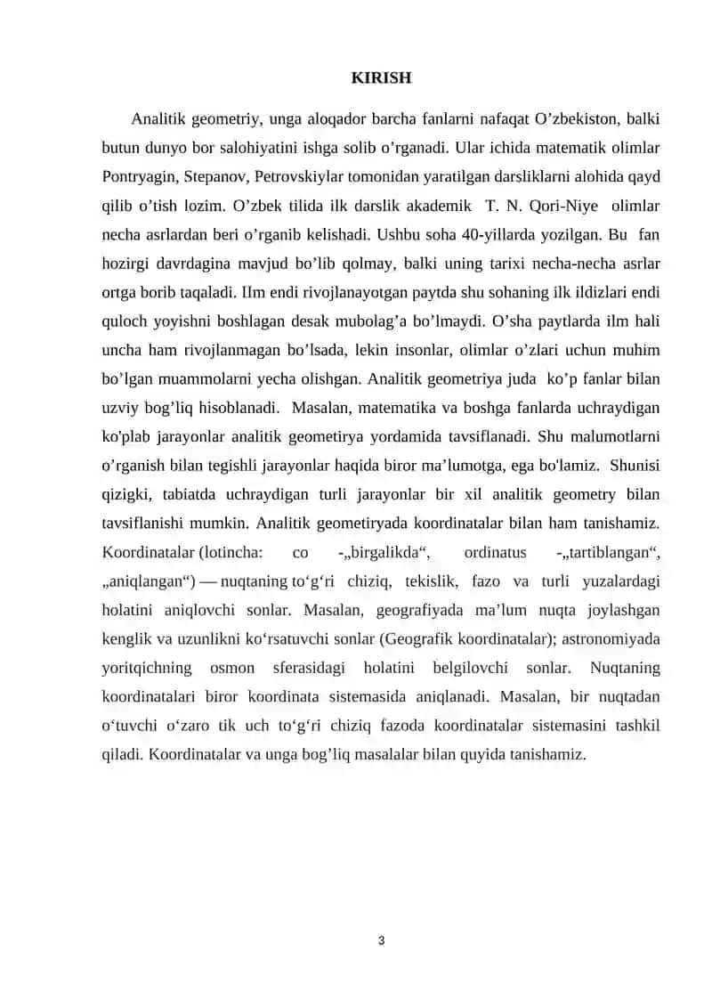 "Koordinatalarda proyektiv turlantirishlar va unga misollar" kurs ishi 3