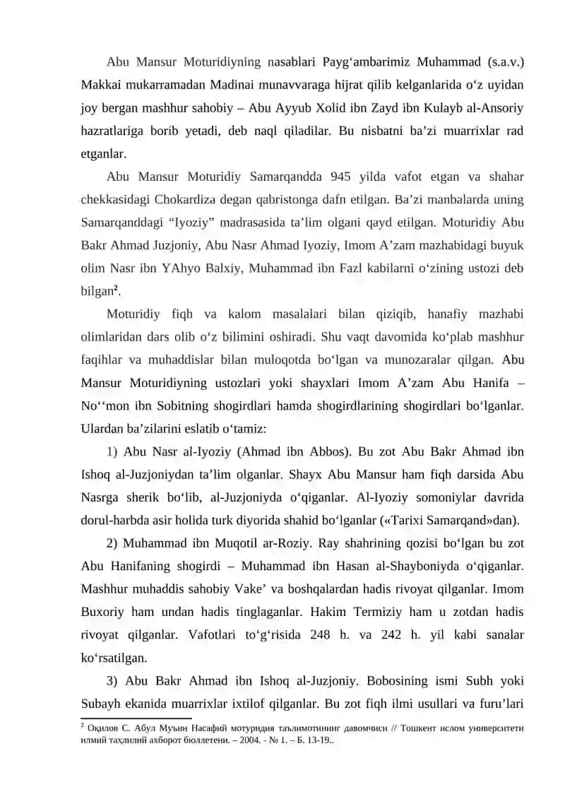 MANSUR AL-MOTURIDIY ASARLARI 3