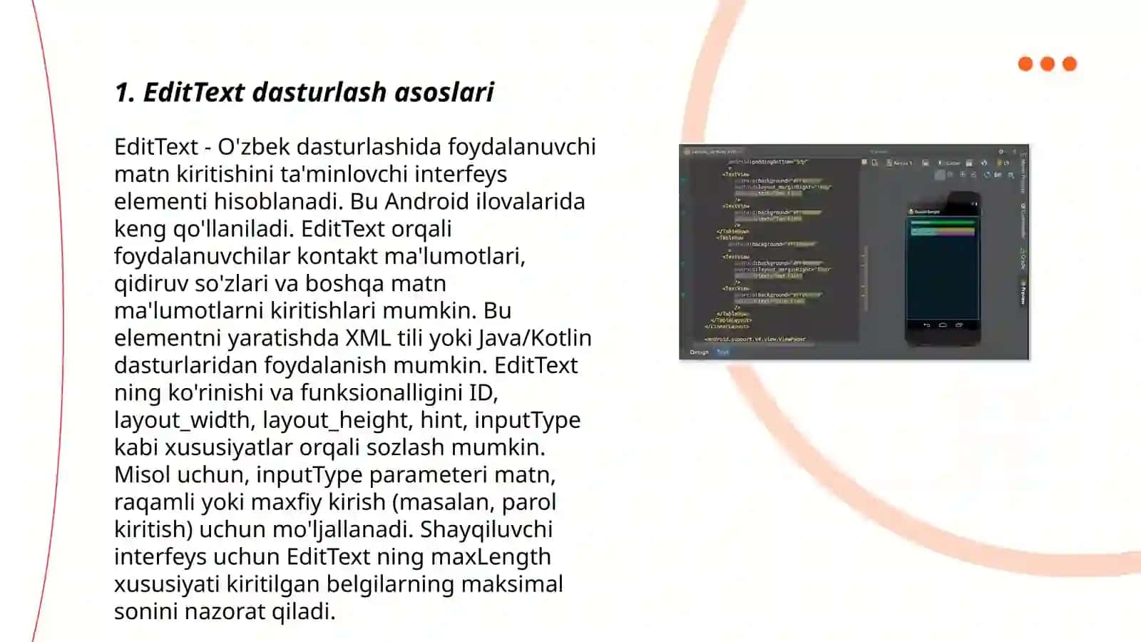 EditText dasturlash asoslari 3