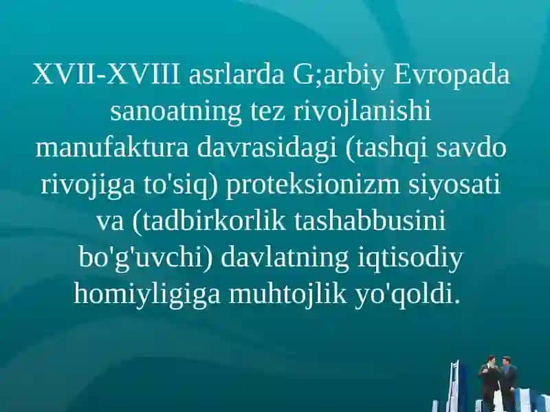 Klassik (mumtoz) iqtisodiy maktab paydo bo'lishining tarixiy shart-sharoitlari va uning xarakteristikasi 3