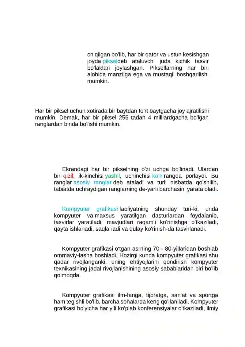 GRAFIK OBYEKTLAR VA ULARNI KOMPYUTERDA TASVİRLASH USULLARI 3