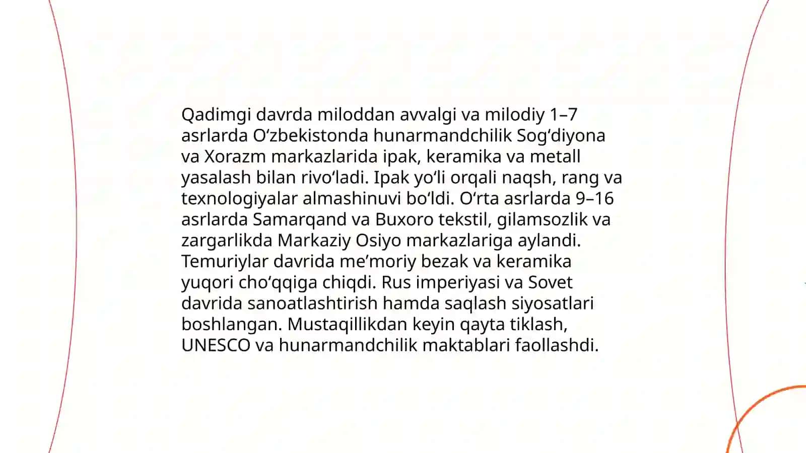 Oʻzbekistonda xalq amaliy san'ati va milliy hunarmandchilikning rivojlanishi 3
