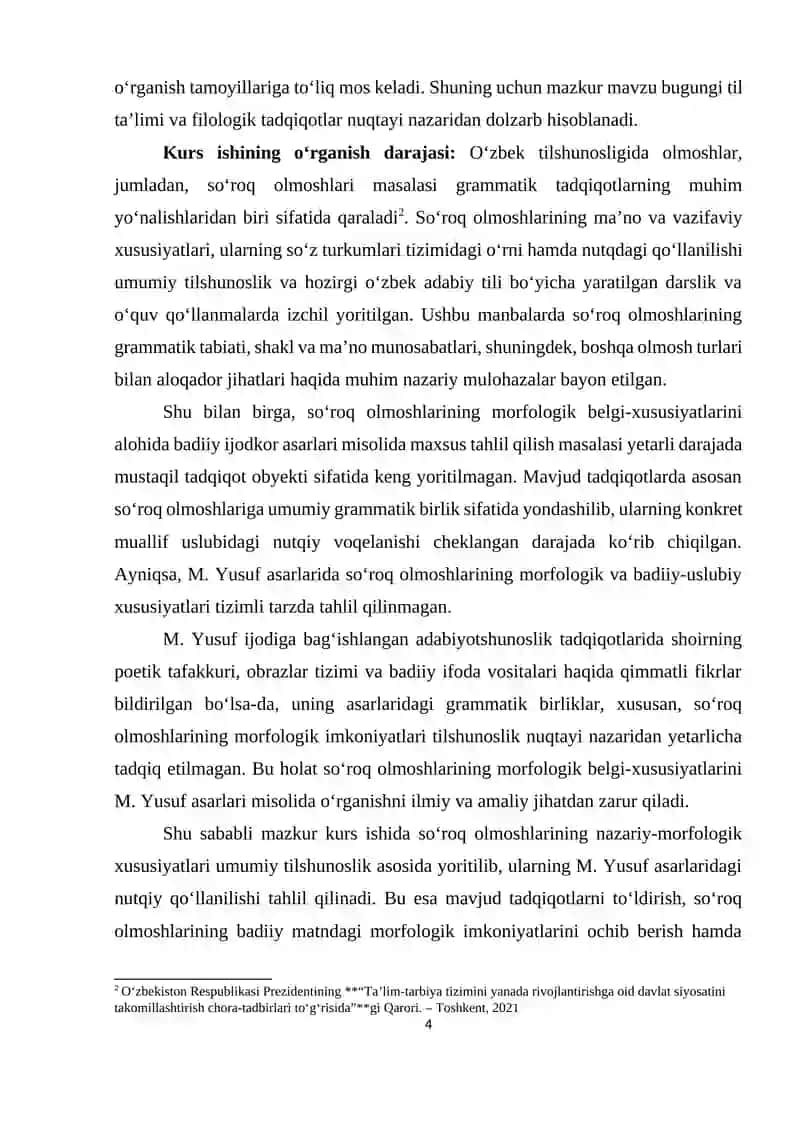 SO‘ROQ OLMOSHLARINING MORFOLOGIK BELGI-XUSUSIYATLARI. (M. YUSUF ASARLARI MISOLIDA) 3