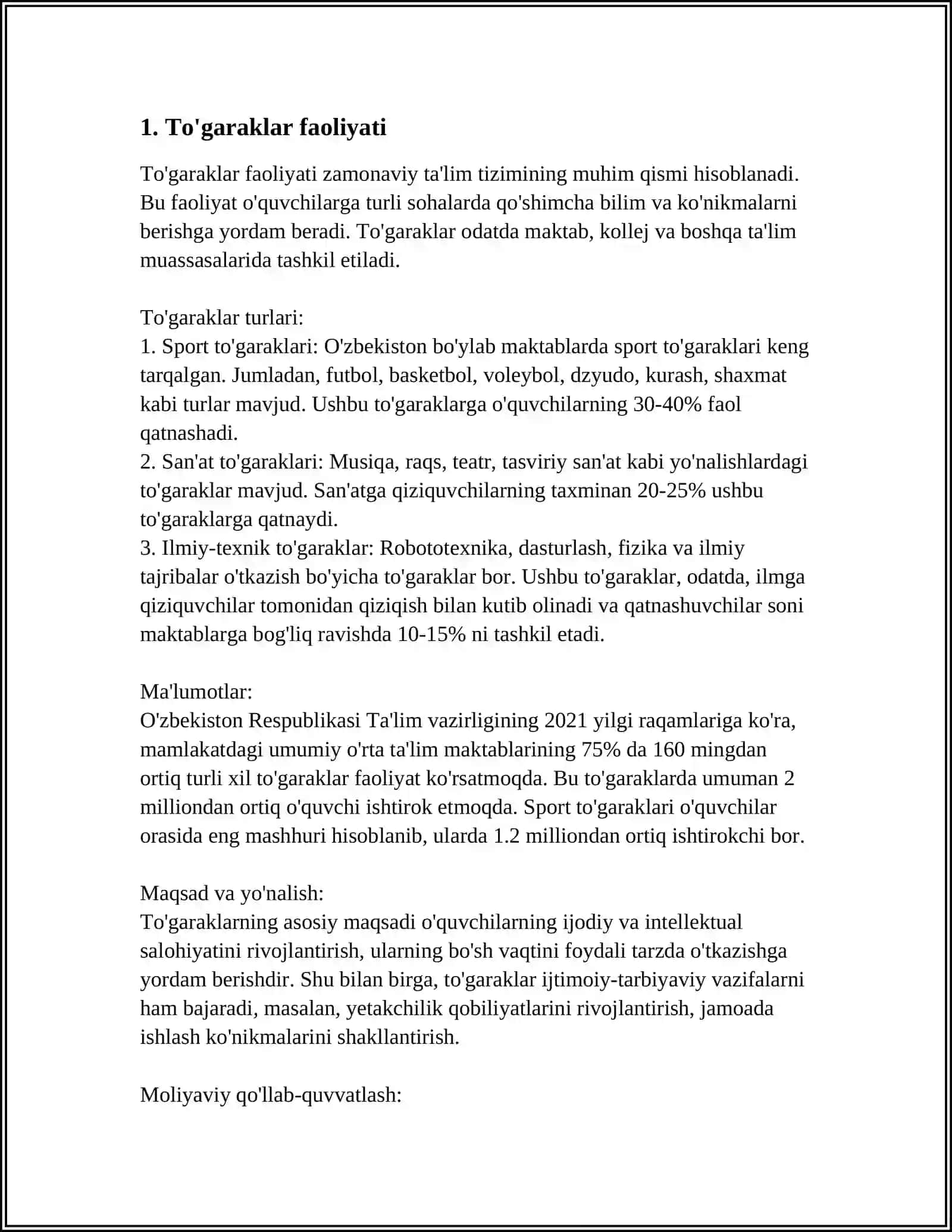 To'garaklar faoliyati 3