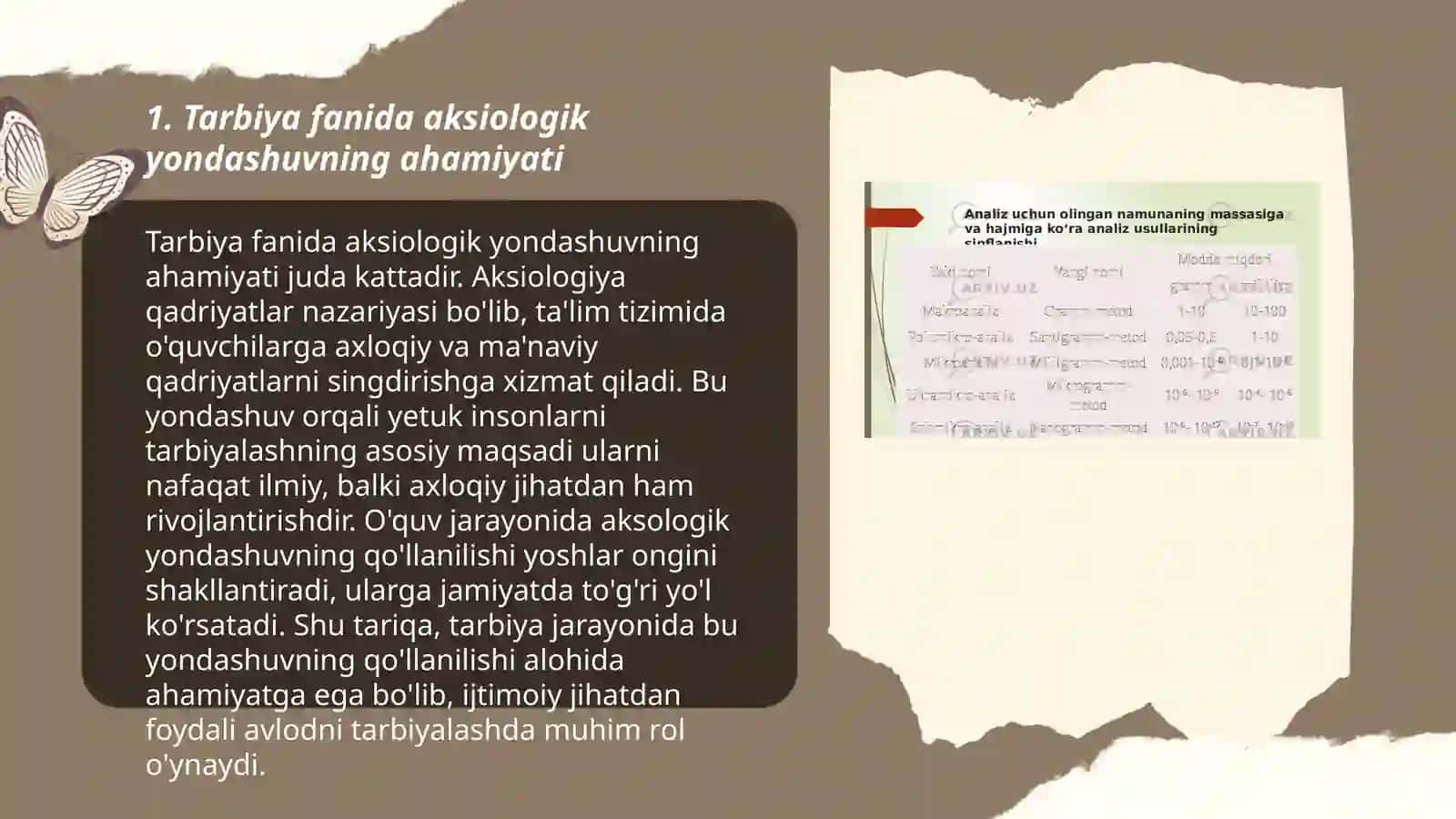 Tarbiya fanini o‘qitish jarayoniga aksiologik, texnologik yondoshuvlar va ularga tavsiv 3