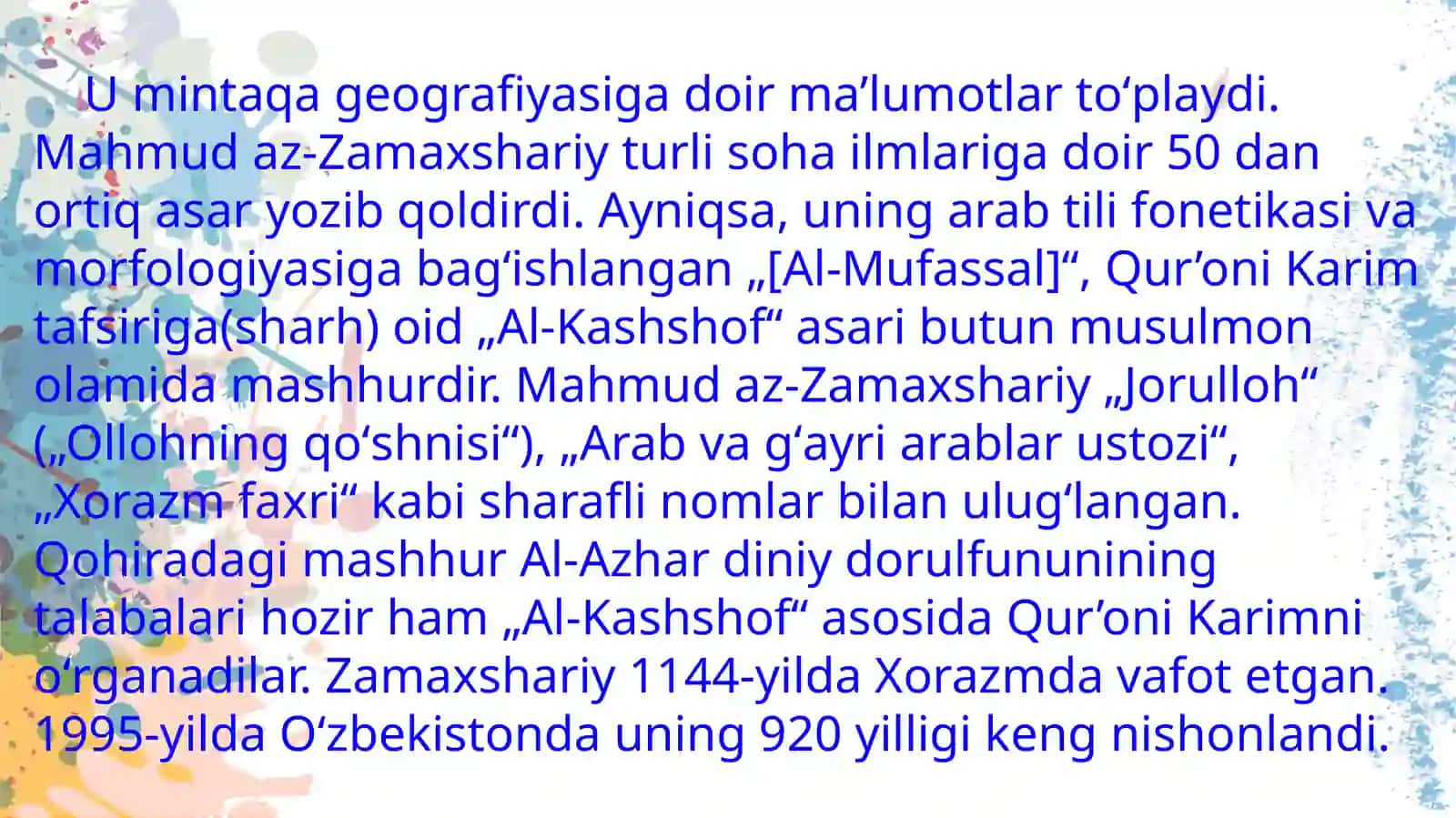 Zamahshariyning lingvistik qarashlari. 3