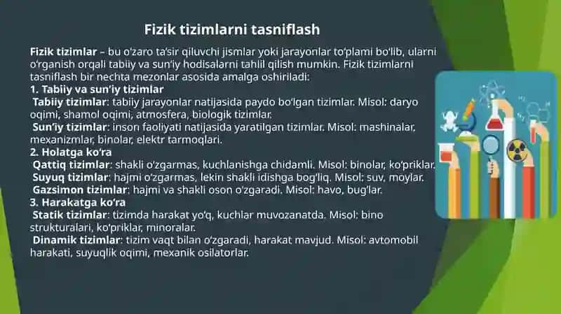 Fizik jarayonlarni o'rganish 3