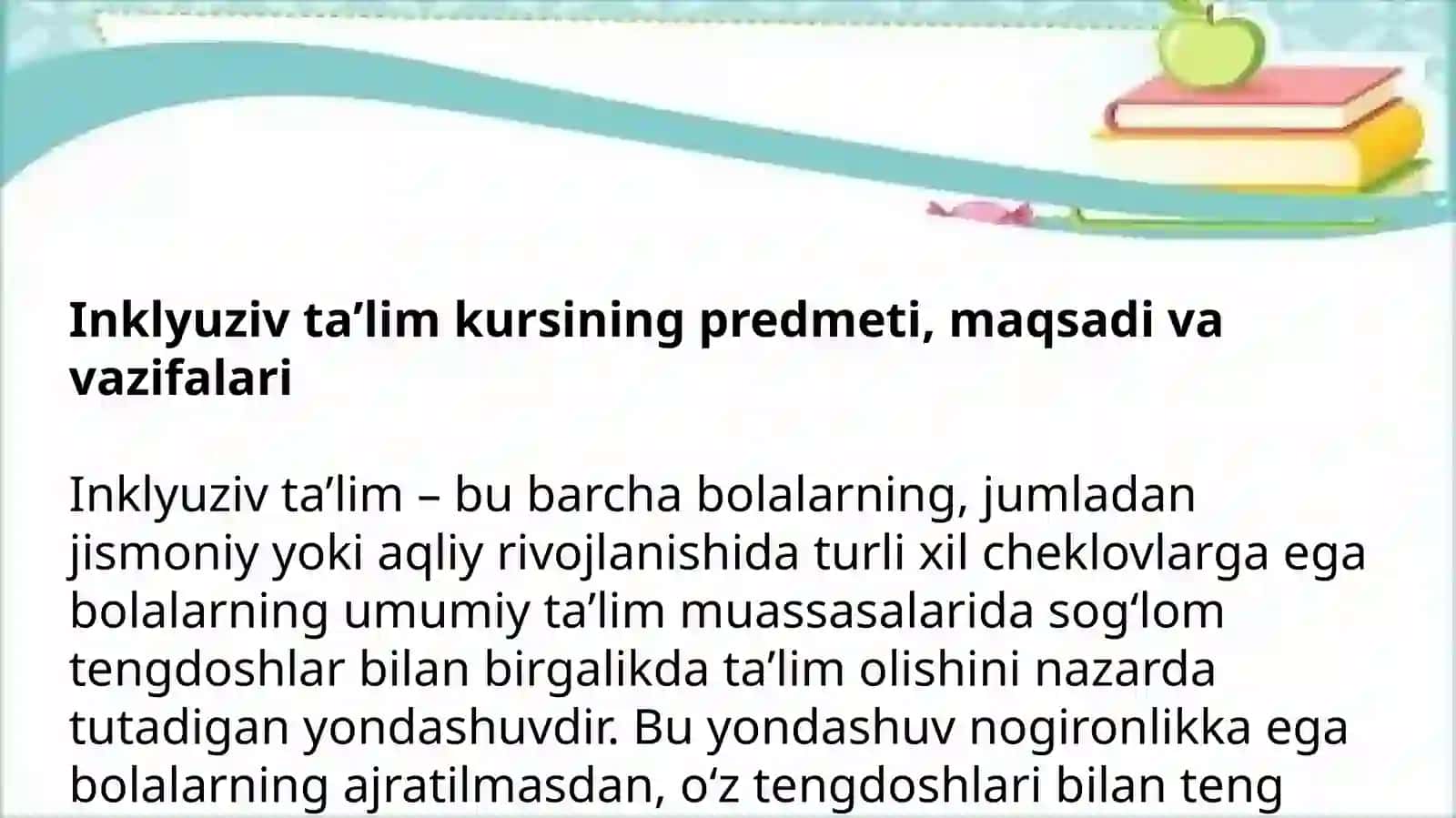Mavzu: “ Inklyuziv Ta’limning universal dizayni va individual qo‘llab-quvvatlash dasturi. 3