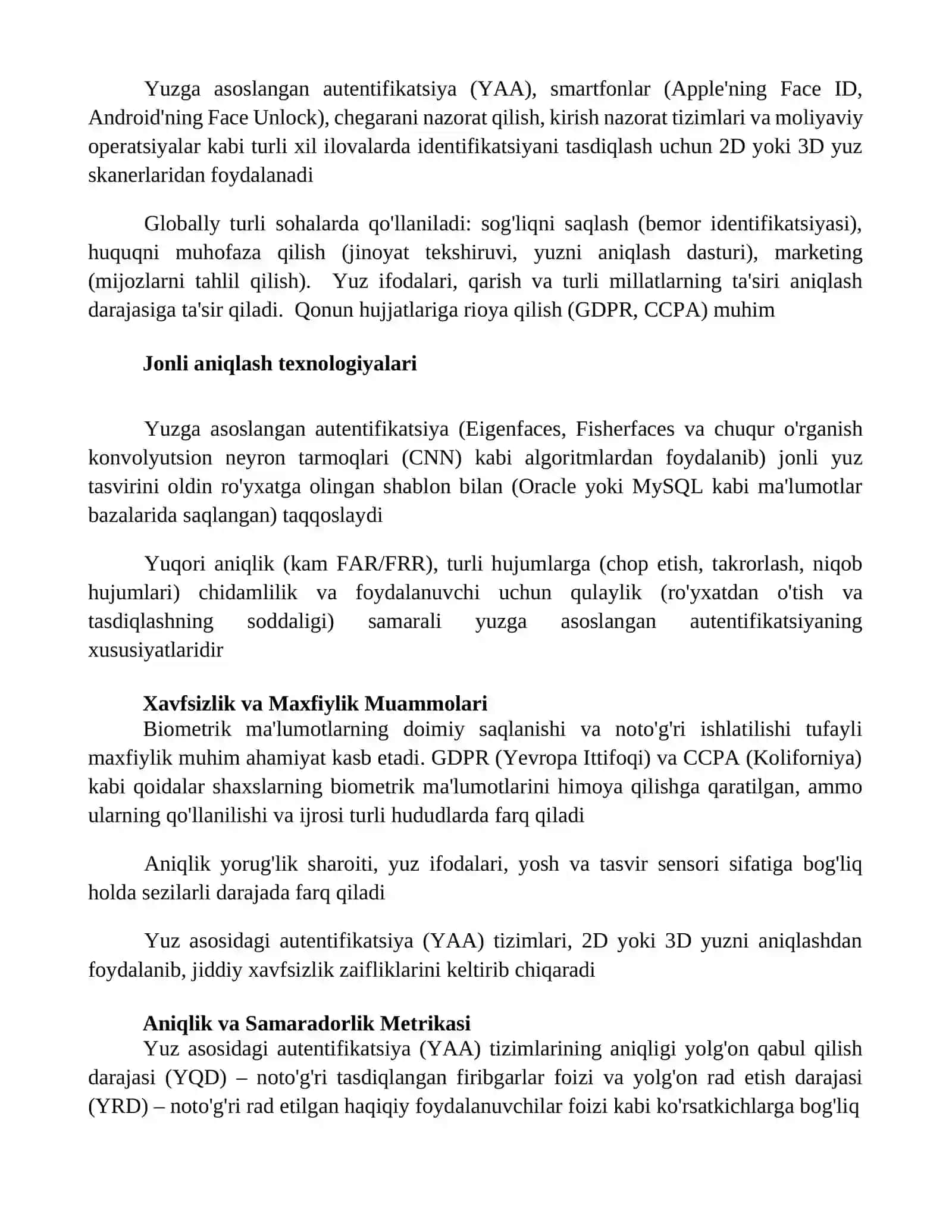 Yuzga asoslangan autentifikatsiya usuli va uning xususiyatlari 3