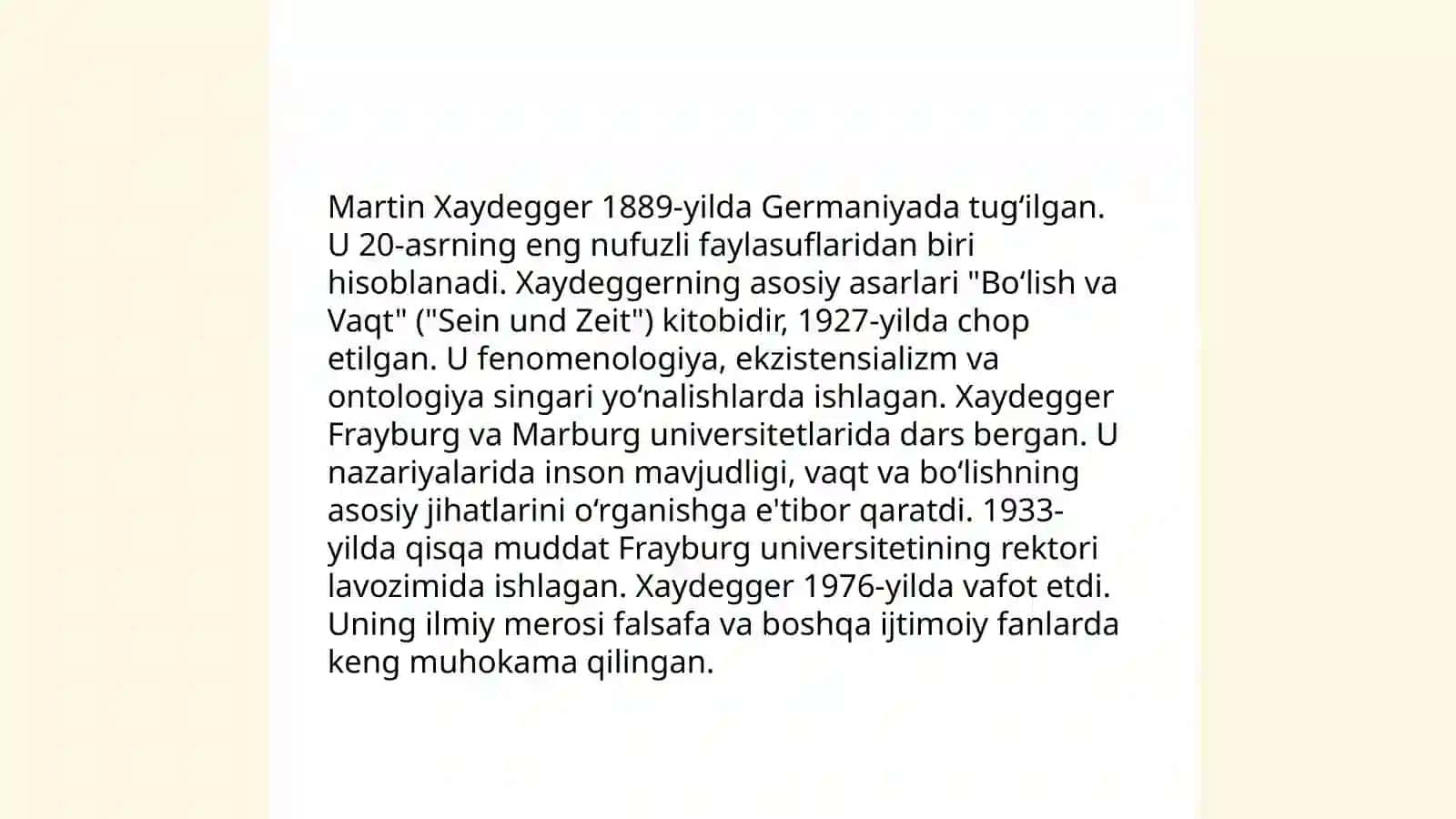 Noklassik ontologiyaning yo‘nalishlari va mohiyati (M.Xaydeggerning Borliq va vaqt asari asosida) 3
