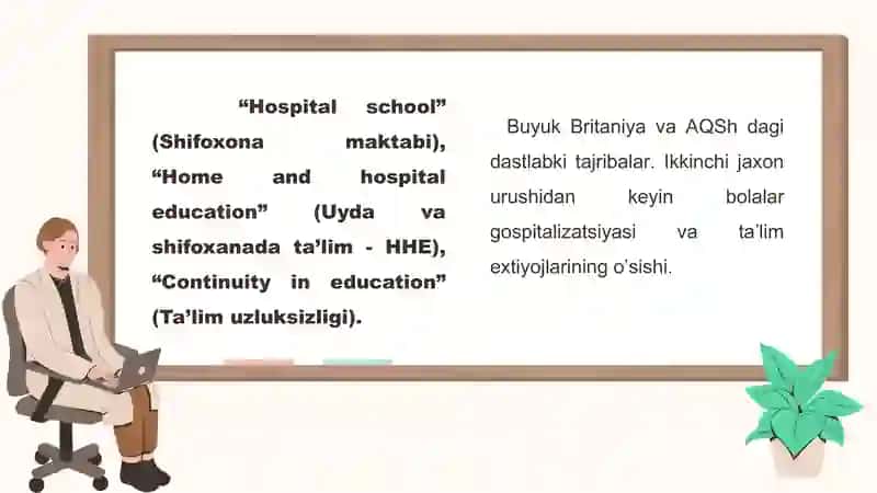 Chet ellardagi shifoxonalarda uzoq davolanuvchi maktab o'quvchilarining ta'limi 3