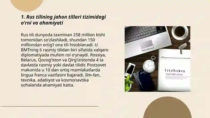 Rus tilining jahon tillari tizimidagi o'rni va ahamiyati 3