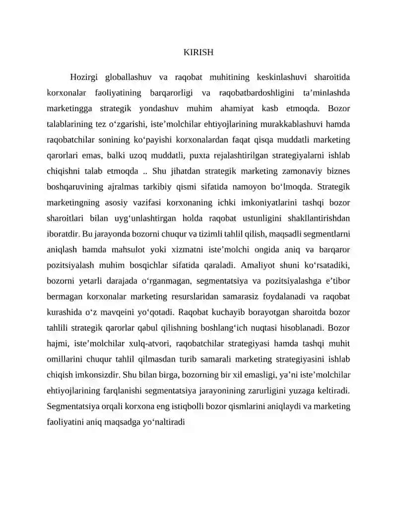 Strategik marketingning asosiy bosqichlari: bozor tahlili, segmentatsiya, pozitsiyalash 3