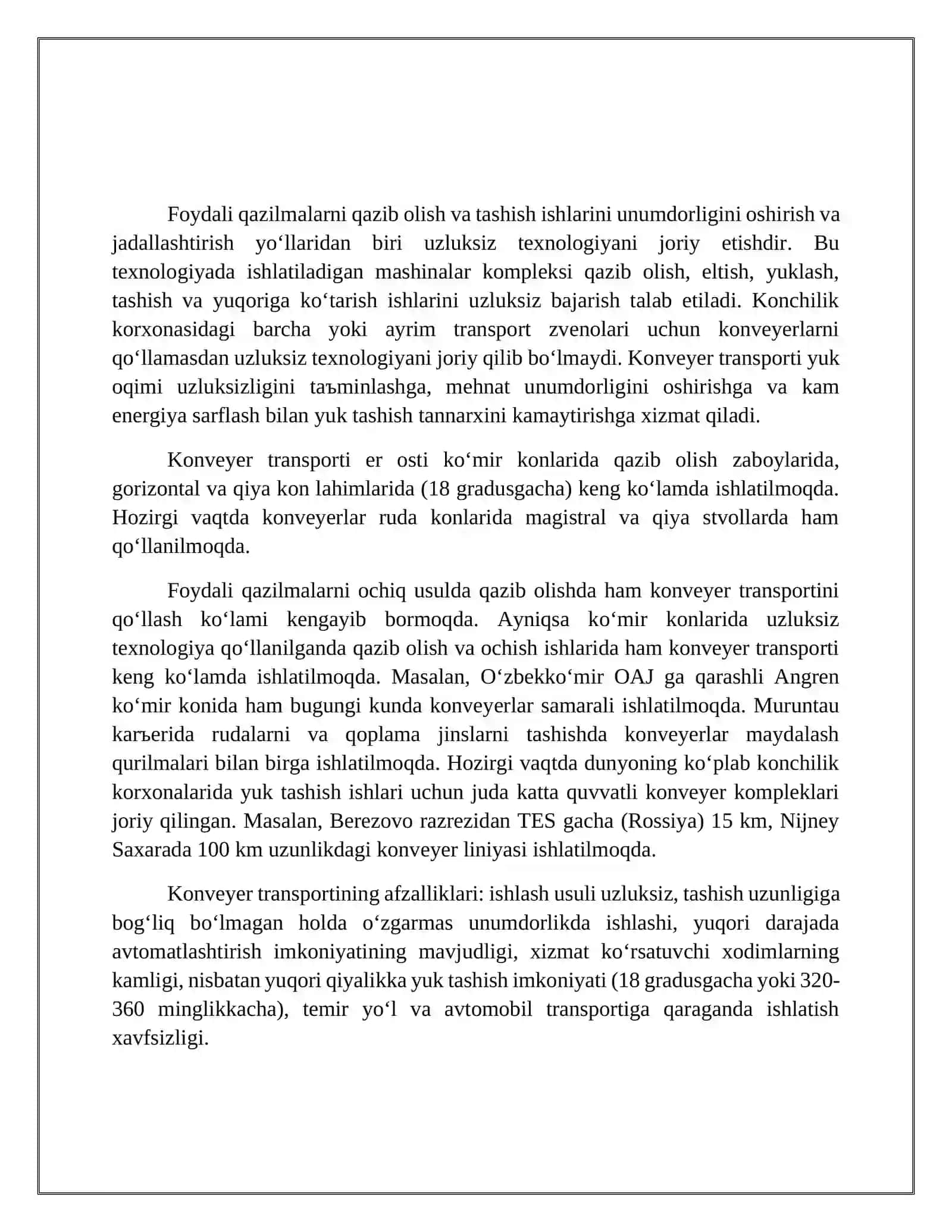 Konveyer transportining umumiy tasnifi 3