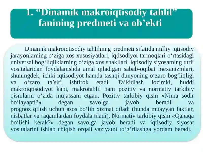 Dinamik Makroiqtisodiyot Fanining Maqsadi va Vazifalari 3