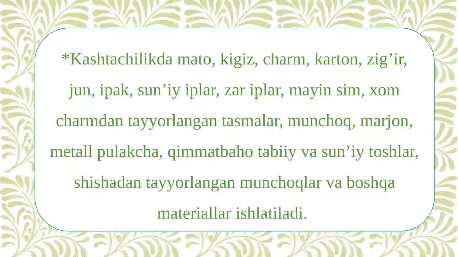 KASHTACHILIK TARIXI VA TAYYORLASH TEXNOLOGIYASI 3