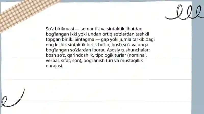 Soʻz birikmasi va sintagma 3
