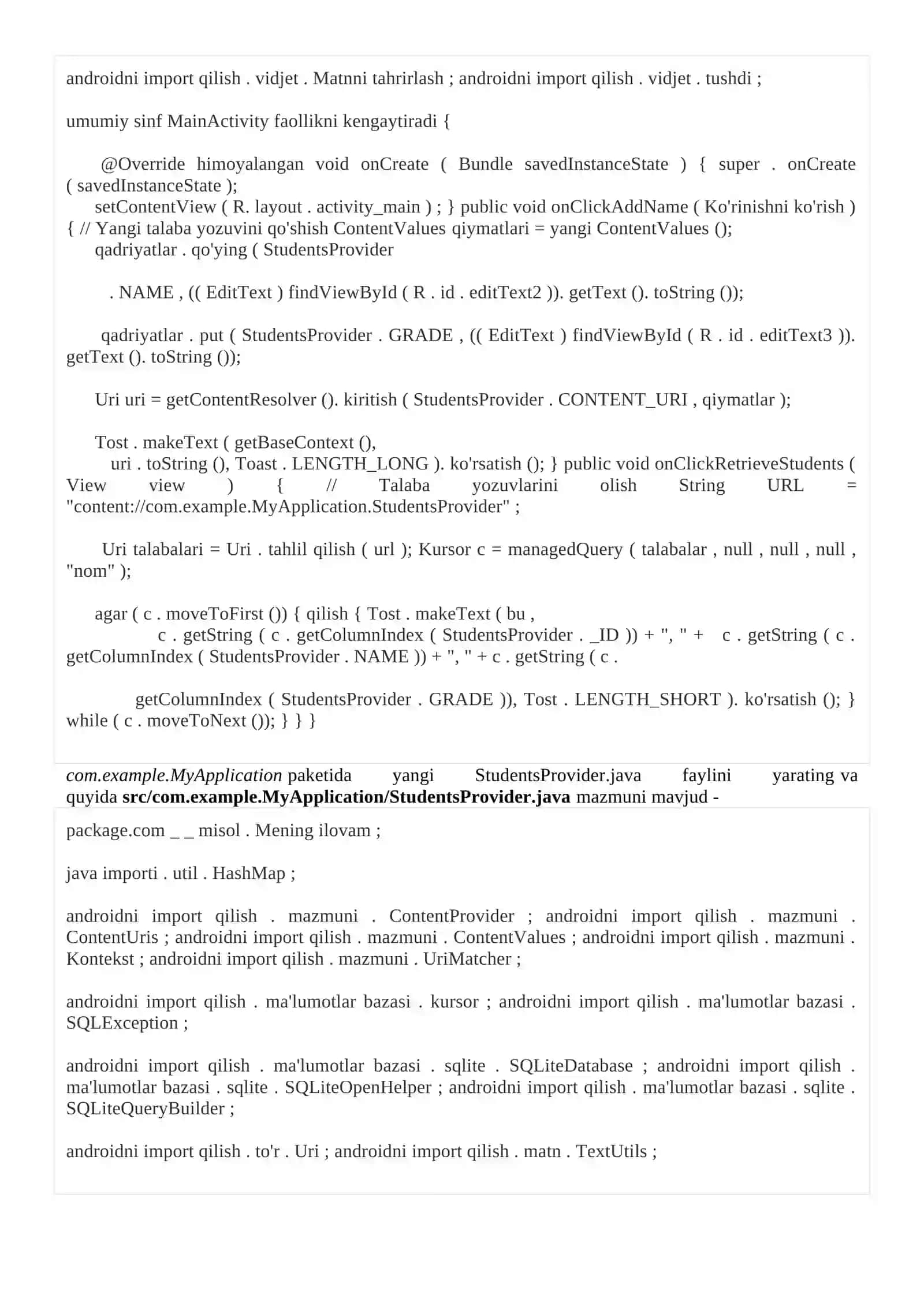 Kontent provayderini yaratish 3