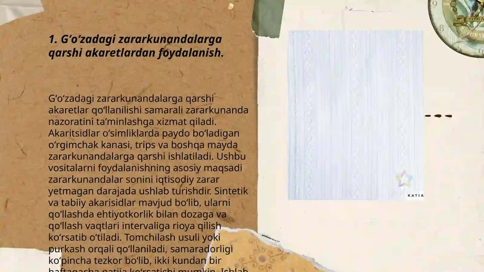 Gʻoʻza va boshqa texnik ekinlar zararkunandalarga qarshi qoʻllaniladigan akaretlar bilan tanishish 3