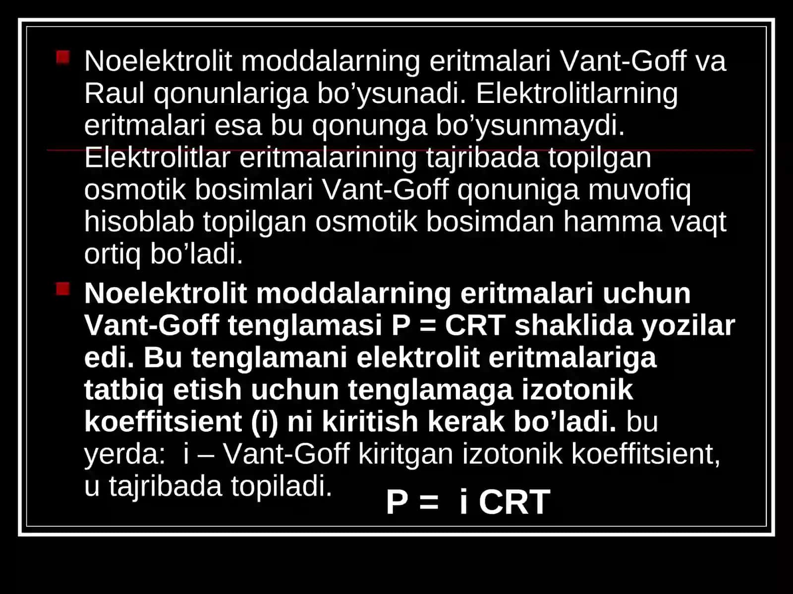 Elektrolitlar va Eritmalarning Xossalari 3